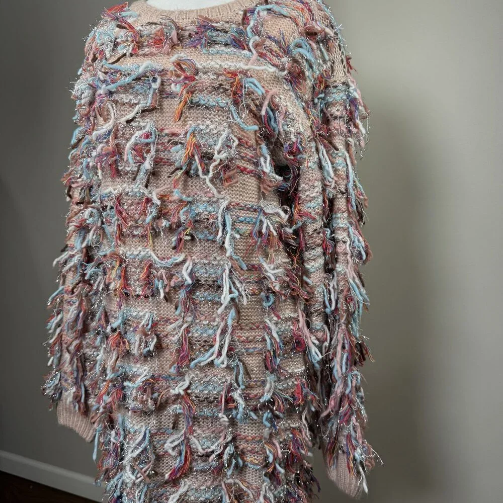 NEW Akira Womens S Dress Multicolor Fringe Knit Sweater Party Cocktail Winter - Picture 6 of 12